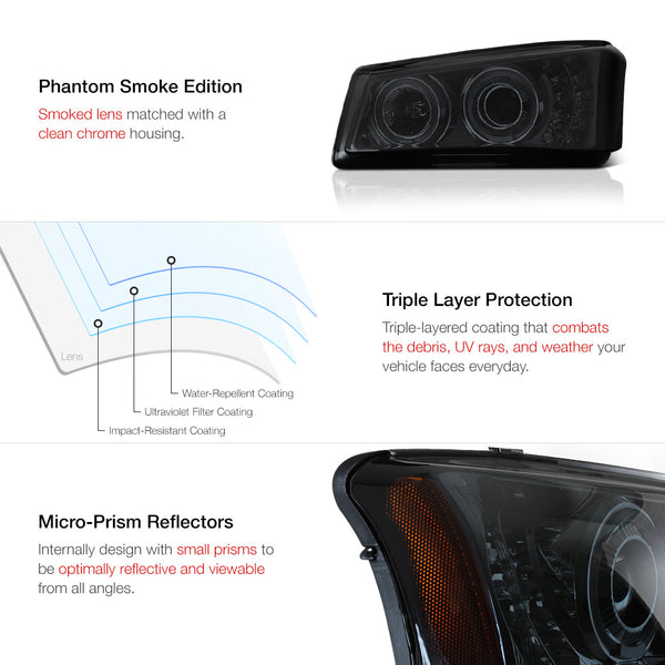 2003-2006 Chevrolet Silverado 1500 | 2500 | 3500 Smoked Headlight