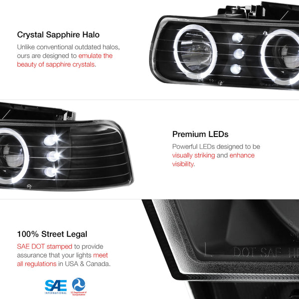 1999-2002 Chevrolet Silverado 1500 | 2500 | 3500 Black Headlight